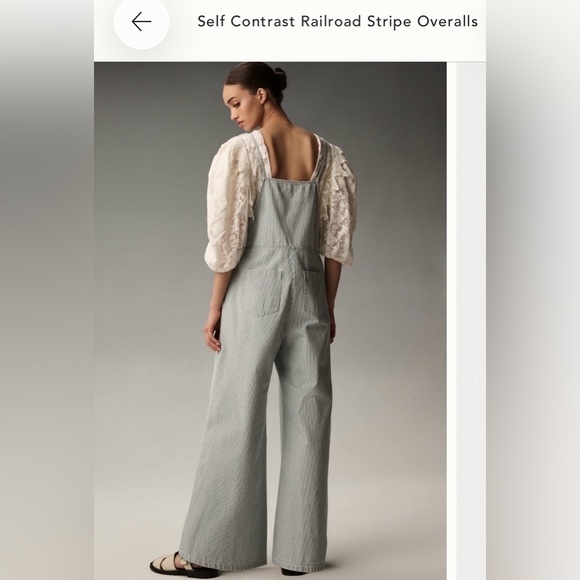 Anthropologie Self Contrast Women's Railroad Stripe Overalls Large NWT - Picture 2 of 7